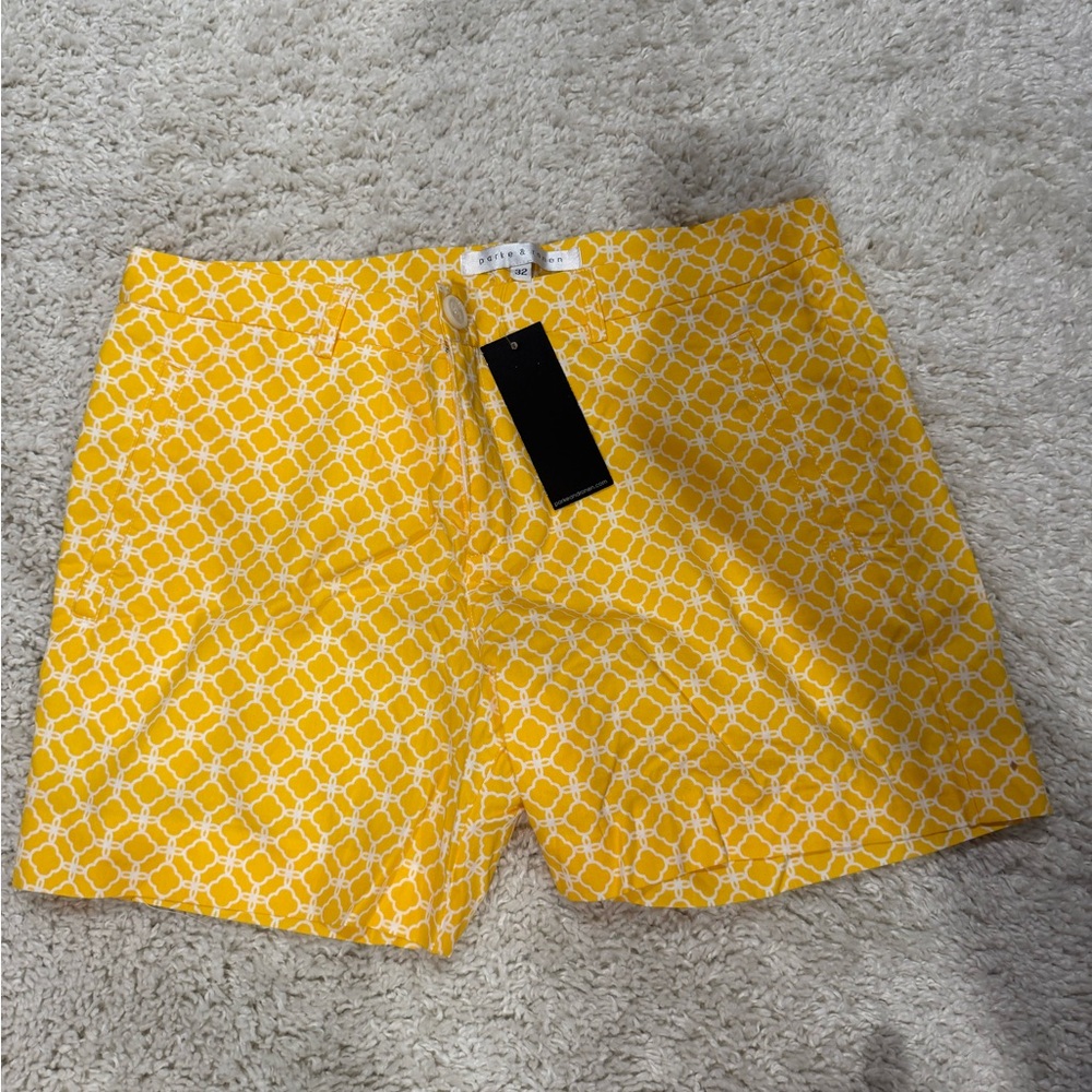 Parke & Ronen Yellow Geometric Men Shorts